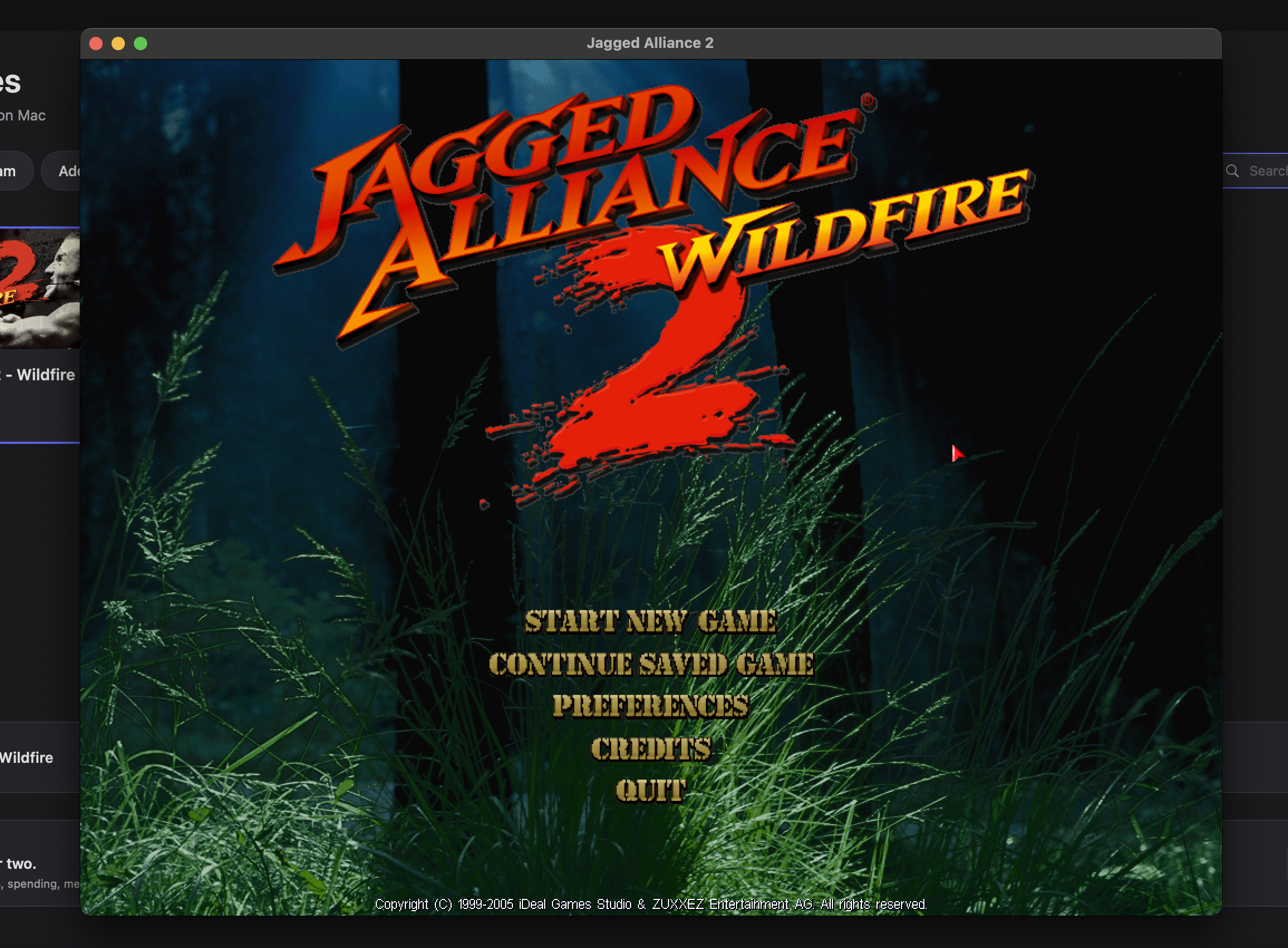 Jagged Alliance 2 – Wildfire running on MacOS