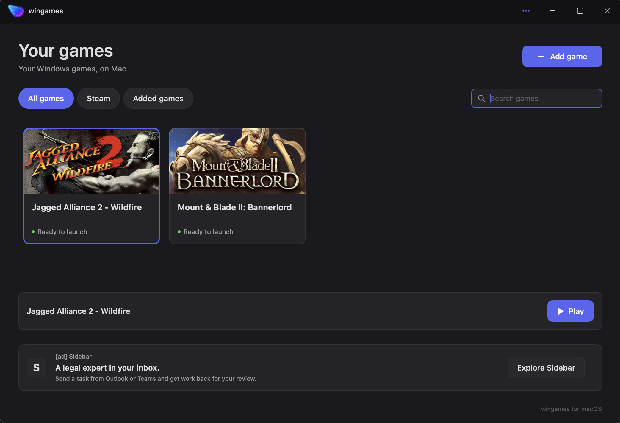Jagged Alliance 2 – Wildfire installed in wingames