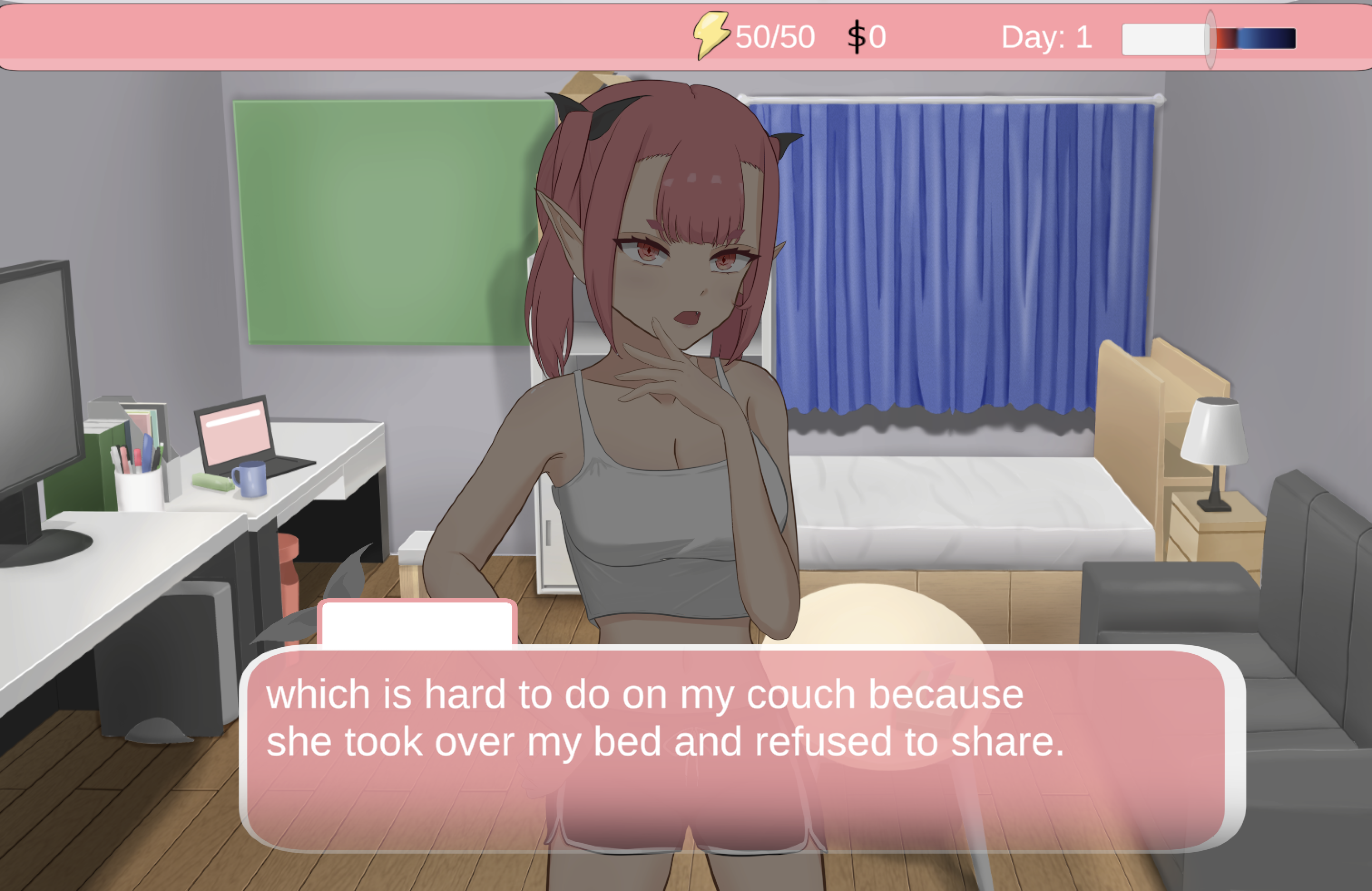 Living With A Freeloading Succubus! running on Mac, with Chloe in the apartment