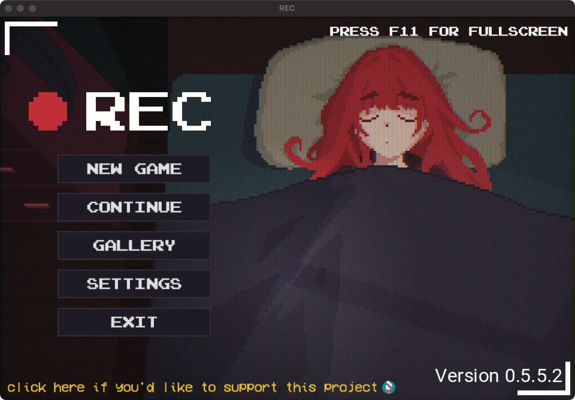 REC version 0.5.5.2 main menu running on a Mac