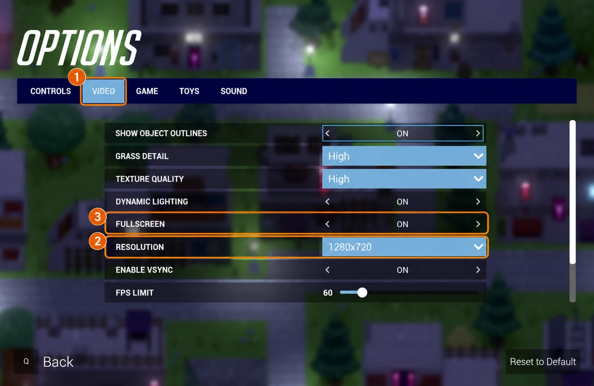 Third Crisis Video settings with Resolution 1280x720 and Fullscreen ON marked separately.